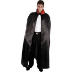 Chaks h4029, cape satin noire avec col rouge, 152cm