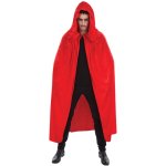Cape capuche velours 182cm luxe, rouge