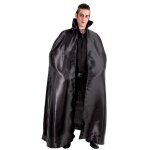 Chaks h4068, cape satin 163cm noire avec col noir Chaks h4068, cape satin 163cm noire avec col noir