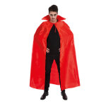 Chaks h4069, cape satin 163cm rouge avec col rouge