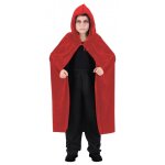 Chaks h4243, cape capuche vampire velours 120cm enfant, rouge