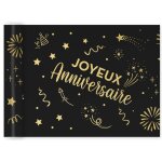 Chemin de table anniversaire happy party 4m noir