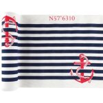 Chemin de table bord de mer, coton ray� et ancre 3m
