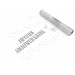 Chemin de table organza joyeux anniversaire, pailleté argent Chemin de table organza joyeux anniversaire, pailleté argent