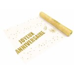 Chemin de table organza joyeux anniversaire, paillet� or