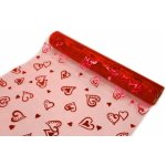 Chemin de table organza rouge & coeurs rouges brillants