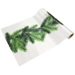 Chemin de table satin impression branche sapin 4m