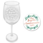 Coffret verre � vin et sous - verre rond, anniversaire