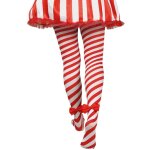 Collants bariols rouge / blanc avec noeud, adulte s / m (36 / 40)