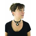 Destockage, collier noir ras du cou avec camée gothique Destockage, collier noir ras du cou avec camée gothique