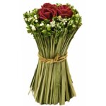 Dco bouquet vertical fleurs et roses lies 11cm, rouge