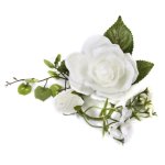 Décor de table eglantine et feuillage bégonia artificiels 13cm, blanc Décor de table eglantine et feuillage bégonia artificiels 13cm, blanc