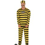 Déguisement prisonnier bagnard jaune / noir adulte Déguisement prisonnier bagnard jaune / noir adulte