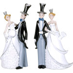 Un couple de mari�s, haut de forme et robe 12, 5cm