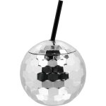 Gobelet boule disco argent avec paille Gobelet boule disco argent avec paille