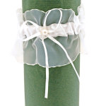 Jarretire satin et perles, blanc