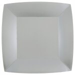 Lot de 10 assiettes carres carton compostables 23x23cm, argent