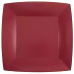 Lot de 10 assiettes carres carton compostables 23x23cm, bordeaux
