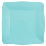 Lot de 10 assiettes carres carton compostables 23x23cm, ciel