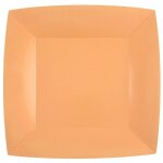 Lot de 10 assiettes carres carton compostables 23x23cm, corail