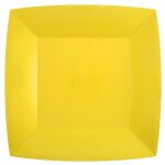 Lot de 10 assiettes carres carton compostables 23x23cm, jaune