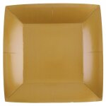 Lot de 10 assiettes carres carton compostables 23x23cm, or