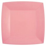 Lot de 10 assiettes carrées carton compostables 23x23cm, rose Lot de 10 assiettes carrées carton compostables 23x23cm, rose