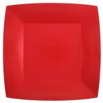 Lot de 10 assiettes carres carton compostables 23x23cm, rouge