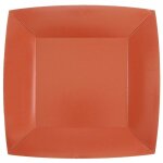 Lot de 10 assiettes carres carton compostables 23x23cm, terracotta