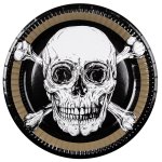 Lot de 10 assiettes pirates rondes noires 23cm Lot de 10 assiettes pirates rondes noires 23cm