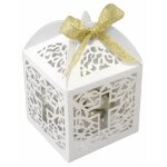 Lot 10 boites dentelle carton croix baptme / communion, 5x7, 5cm blanches