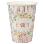 Lot de 10 gobelets mariage fleuri 25cl