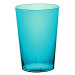 Lot de 10 gobelets plastique rigide 23cl, translucide turquoise