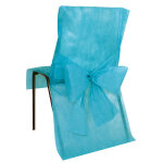 Lot 10 housses de chaise avec noeud en intiss�, bleu turquoise