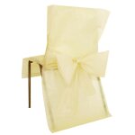 Lot 10 housses de chaise avec noeud en intiss�, ivoire