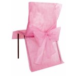 Lot 10 housses de chaise avec noeud en intissé, rose Lot 10 housses de chaise avec noeud en intissé, rose