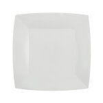 Lot de 10 petites assiettes carres carton compostables 18x18cm, blanc