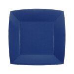 Lot de 10 petites assiettes carres carton compostables 18x18cm, bleu roy