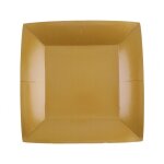 Lot de 10 petites assiettes carres carton compostables 18x18cm, or