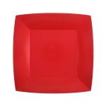 Lot de 10 petites assiettes carres carton compostables 18x18cm, rouge