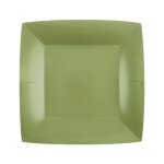 Lot de 10 petites assiettes carres carton compostables 18x18cm, vert sauge