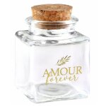Lot de 12 pots en verre carrs imprims or amour forever