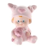 Lot de 2 figurines baptme, fillette rose
