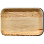 Lot de 2 petits plateaux rectangles en feuille de palmier compostables 24x16cm