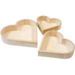 Lot de 3 corbeilles coeurs en bois brut 16, 5cm - 26cm Lot de 3 corbeilles coeurs en bois brut 16, 5cm - 26cm