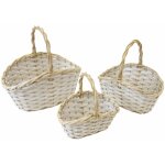 Lot 3 grands paniers ovales en osier 20cm, 25cm et 31cm, blanc / naturel Lot 3 grands paniers ovales en osier 20cm, 25cm et 31cm, blanc / naturel