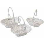 Lot 3 grands paniers ovales en saule 30cm, 34cm et 38cm, blancs Lot 3 grands paniers ovales en saule 30cm, 34cm et 38cm, blancs