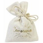 Lot de 4 bourses en toile communion mtallis 10cm, or