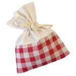 Lot de 4 bourses en toile et tissu vichy 10cm
