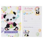 Lot de 6 cartes d'invitation panda